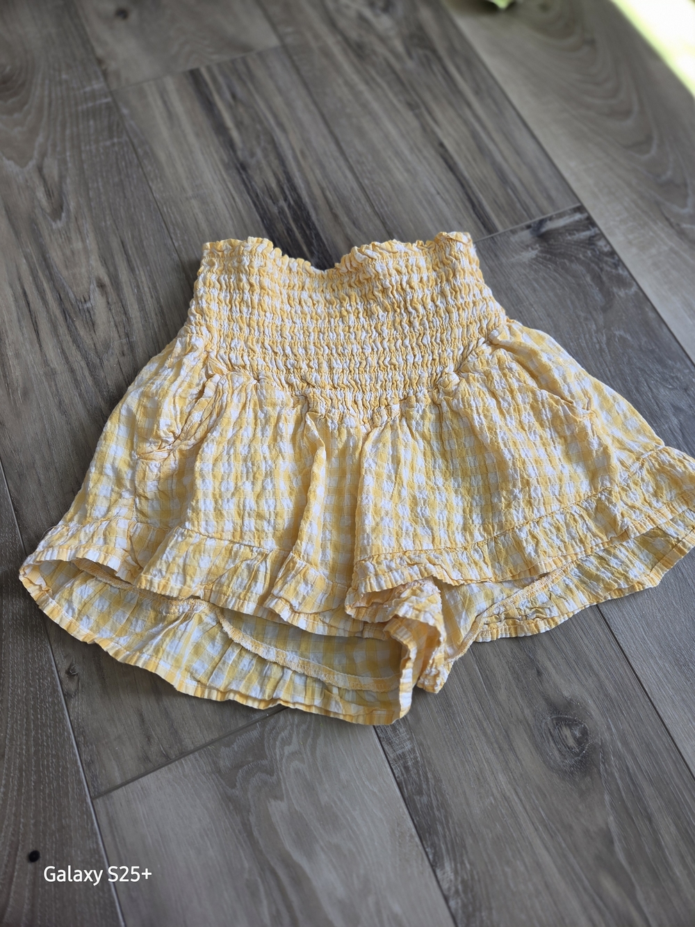 Sincerely Jules Yellow and White Gingham Smocked Romper